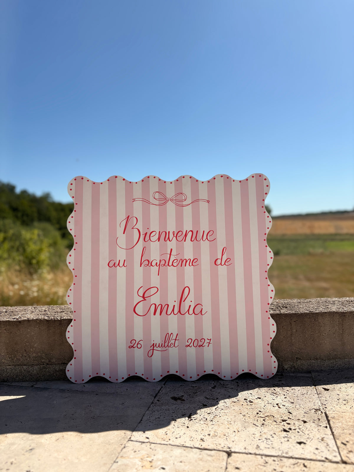 Panneau de bienvenue - Bords ondulés